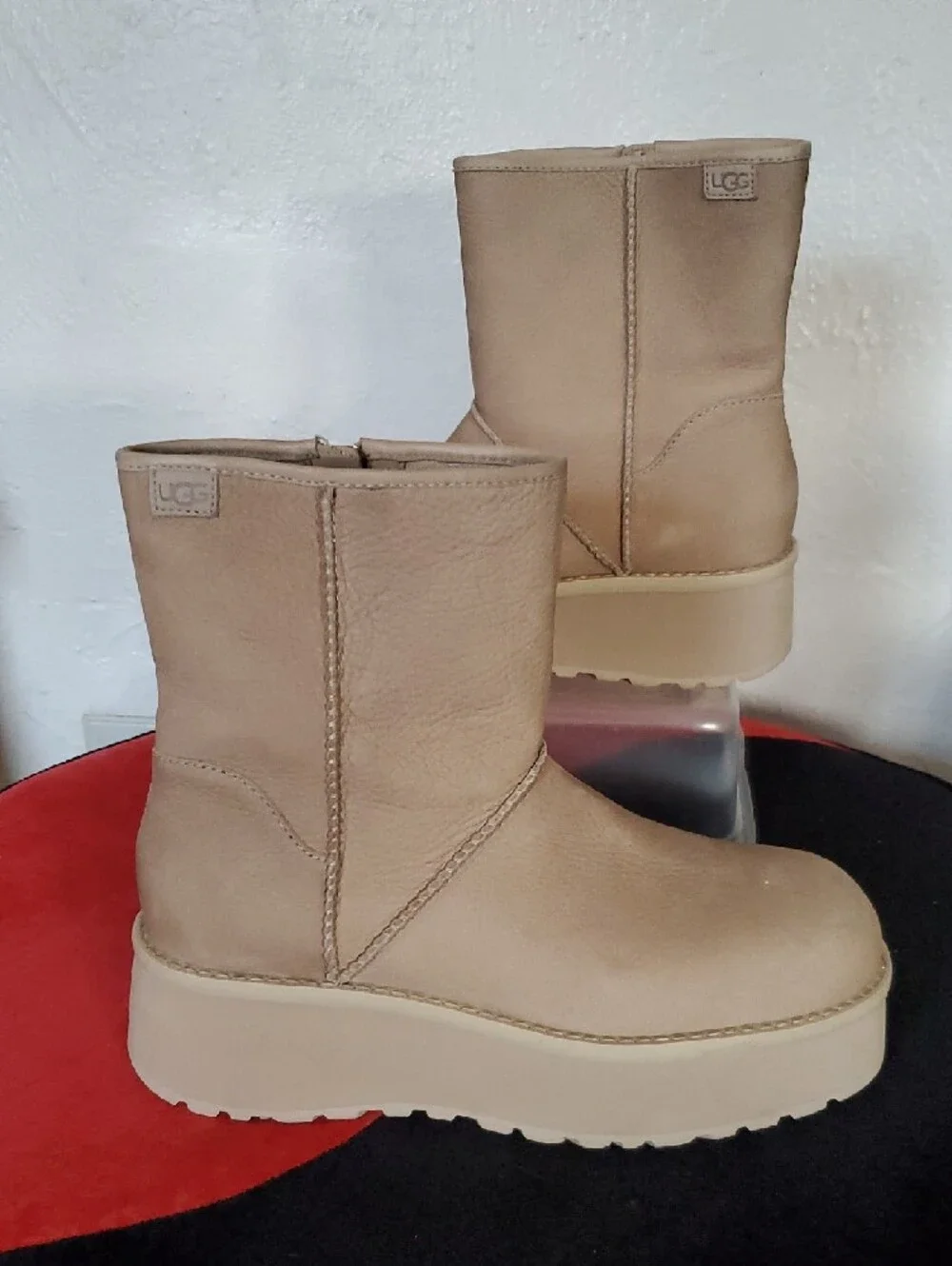 UGG Cityfunc Nubuck Leather Platform Boots In Sand Size 8